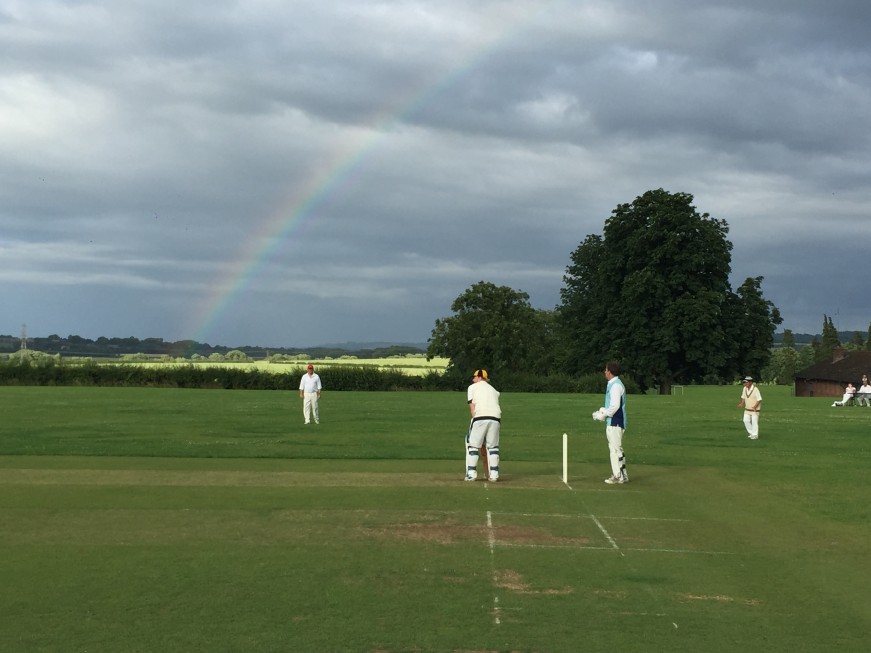 Skipper Bill Smith batting under a rainbow @ Cutteslowe, IVCC v VPs, July 2016